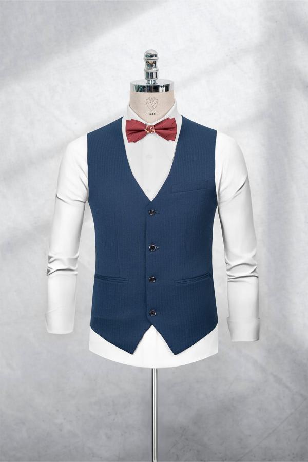 Bộ Suit Xanh Navy Họa Tiết Kẻ Sọc Modern Fit TGS381 - hình 2