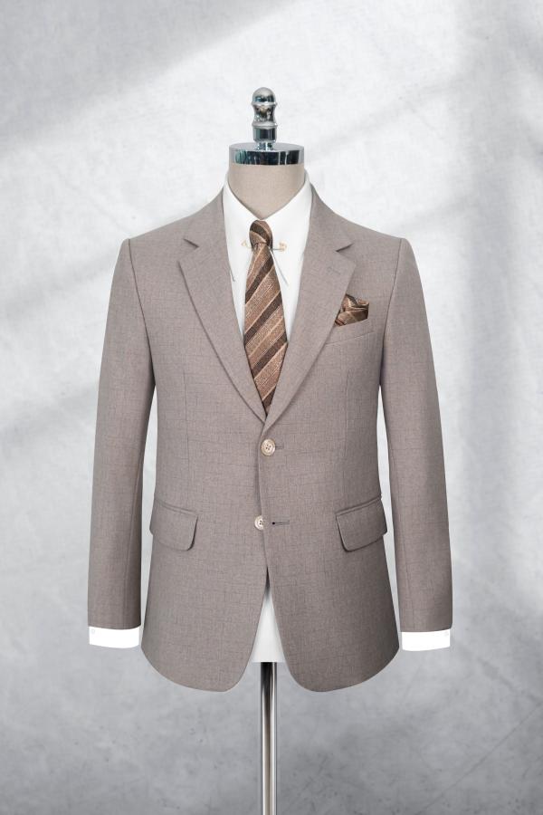 Bộ Suit Nâu Nhạt Hoạ Tiết Kẻ Classic Fit TGS382 - hình 1