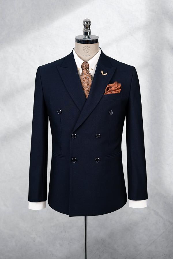Bộ Suit Xanh Đen Cao Cấp 6 Nút Modern Fit TGS383 - hình 1