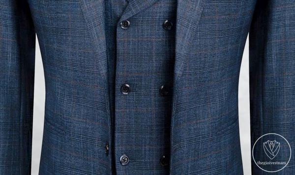 Bộ Suit Xanh Denim Phối Kẻ Caro Modern Fit TGS389 - hình 4