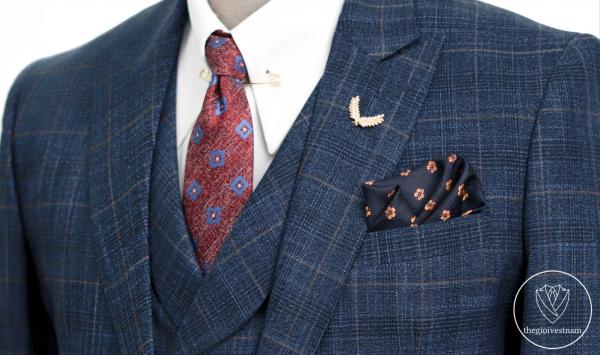 Bộ Suit Xanh Denim Phối Kẻ Caro Modern Fit TGS389 - hình 3