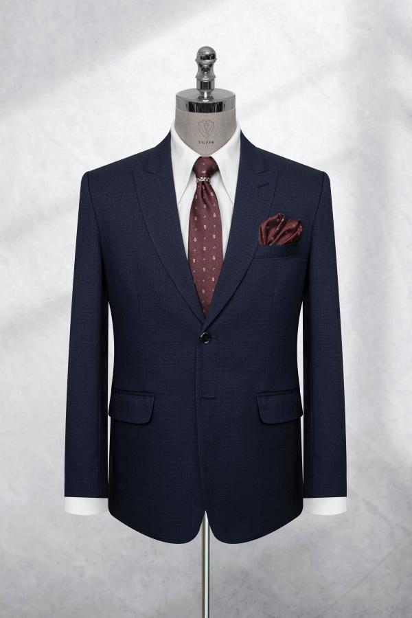 Bộ Suit Xanh Navy Đậm Hoạ Tiết Kẻ TGS390 - hình 1