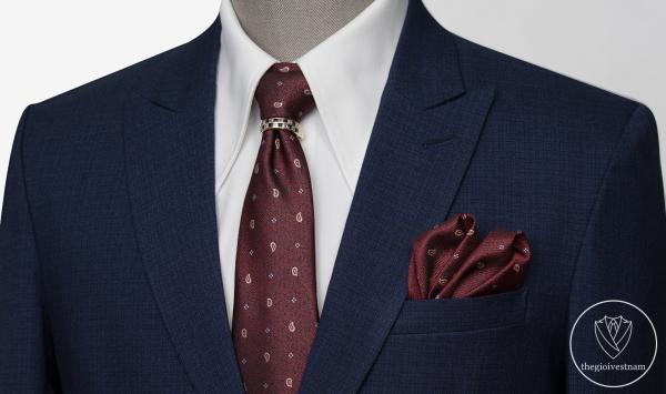 Bộ Suit Xanh Navy Đậm Hoạ Tiết Kẻ TGS390 - hình 2