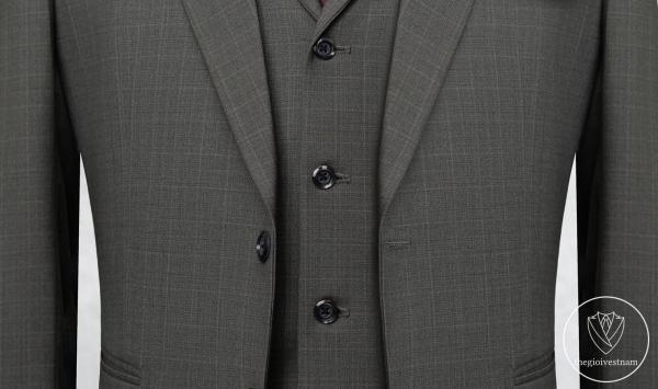Bộ Suit Xanh Rêu Đậm Kẻ Caro Mờ Modern Fit TGS394 - hình 4