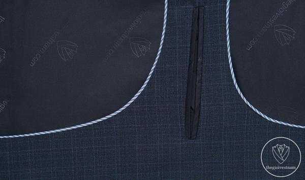 Bộ Suit Xanh Denim Đậm Kẻ Caro Mờ Modern Fit TG395 - hình 5