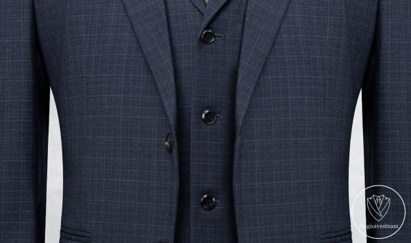Bộ Suit Xanh Denim Đậm Kẻ Caro Mờ Modern Fit TG395 - hình 4