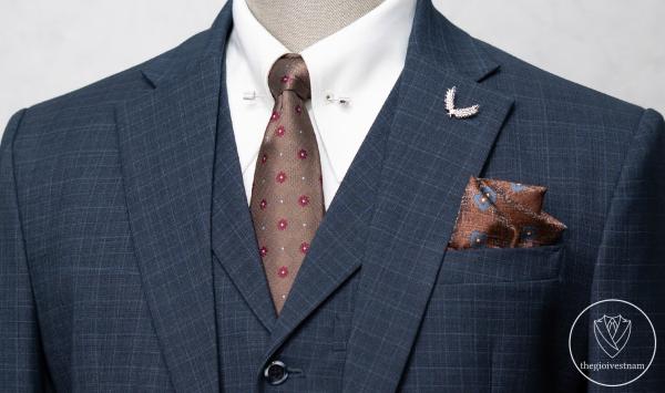 Bộ Suit Xanh Denim Đậm Kẻ Caro Mờ Modern Fit TG395 - hình 3