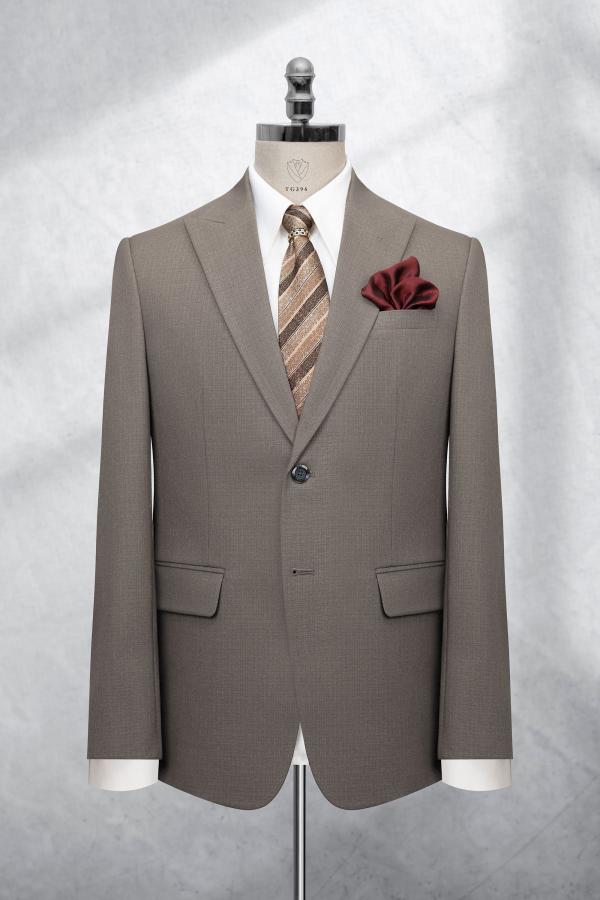 Bộ Suit Nâu Đất Kẻ Classic Fit TGS396 - hình 1