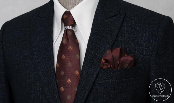 Bộ Suit Xanh Gân Vengoc Classic Fit TGS361 - hình 3