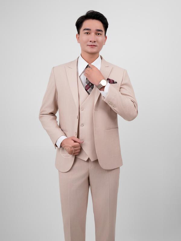 Bộ Suit Kem Nhạt Kẻ Sọc Modern Fit TGS369 - hình 8
