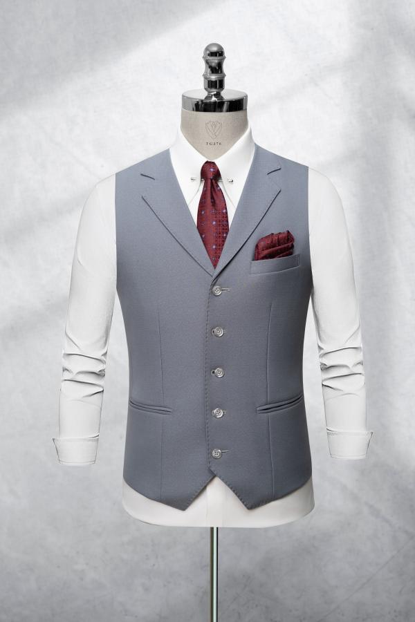 Bộ Suit Xám Trắng Phối Đột Chỉ Viền Modern Fit TGS376 - hình 2