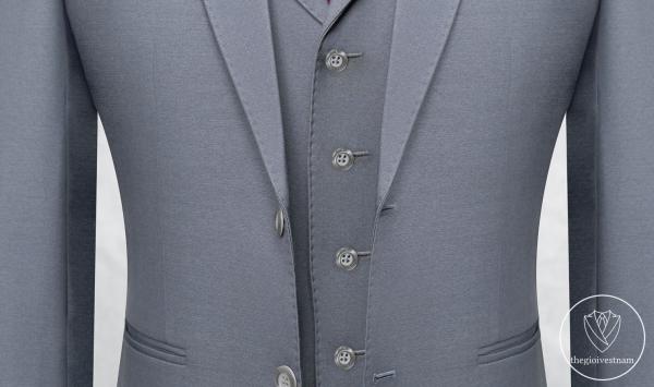 Bộ Suit Xám Trắng Phối Đột Chỉ Viền Modern Fit TGS376 - hình 4
