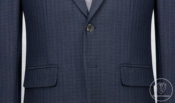 Bộ Suit Xanh Đen Họa Tiết Sọc Trắng Mờ Classic Fit TGS393 - hình 3