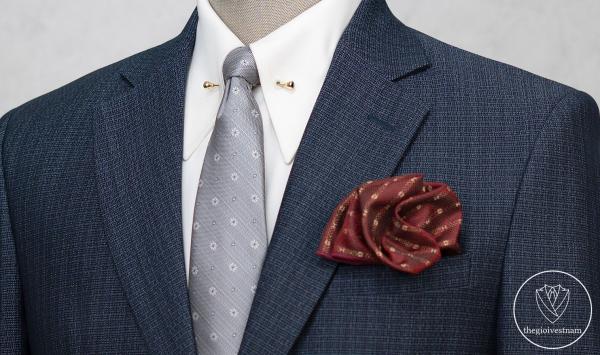 Bộ Suit Xanh Đen Họa Tiết Sọc Trắng Mờ Classic Fit TGS393 - hình 2