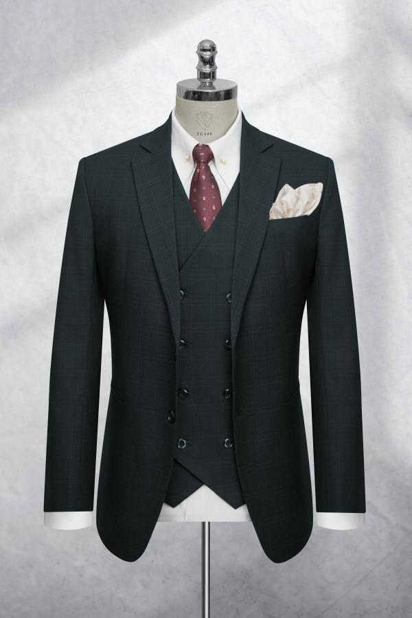 Bộ Suit Xanh Rêu Kẻ Caro Lớn Modern Fit TGS400 - hình 1