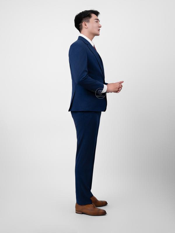Bộ Suit Xanh Navy Sọc Xước Modern Fit TGS350 - hình 9