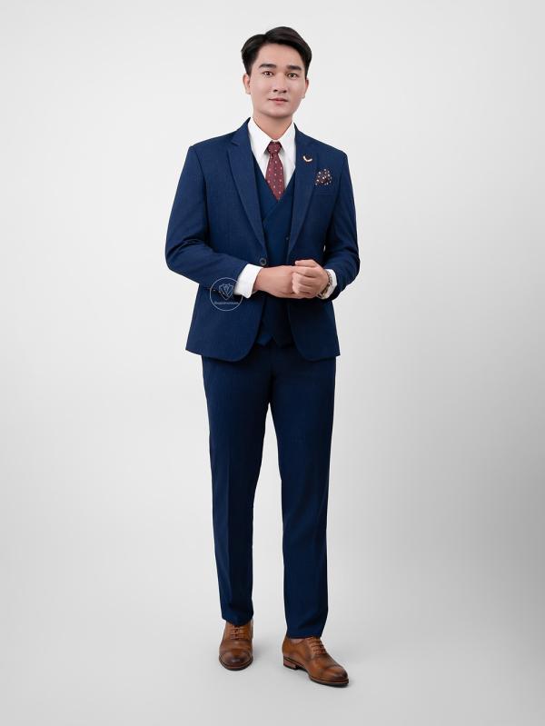 Bộ Suit Xanh Navy Sọc Xước Modern Fit TGS350 - hình 7