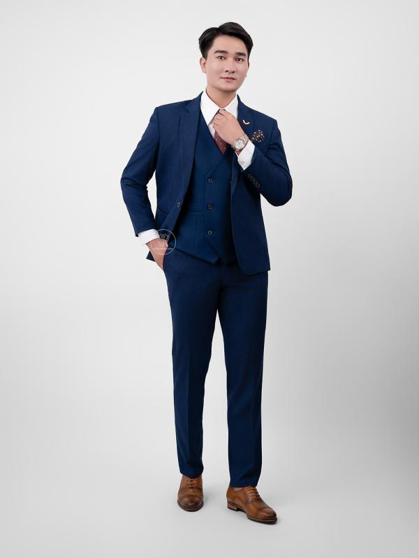 Bộ Suit Xanh Navy Sọc Xước Modern Fit TGS350 - hình 8