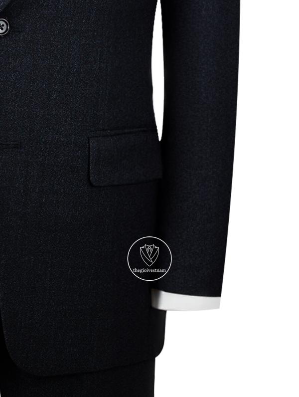 Bộ Suit Đen Sọc Xước Xám Classic Fit TGS363 - hình 4
