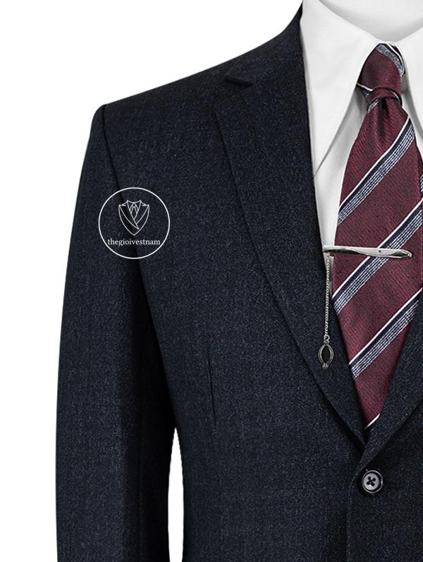 Bộ Suit Đen Sọc Xước Xám Classic Fit TGS363 - hình 3