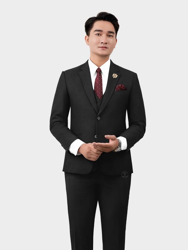 Bộ Suit Đen Gân Kẻ Vuông Modern Fit TGS357 - hình 7