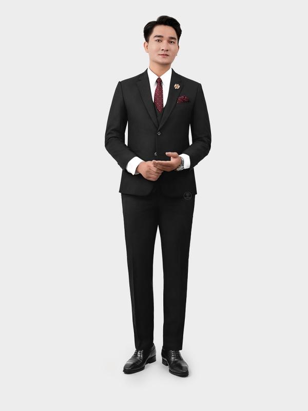 Bộ Suit Đen Gân Kẻ Vuông Modern Fit TGS357 - hình 9