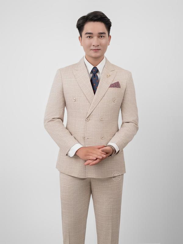 Bộ Suit Beige Kẻ Caro Modern Fit TGS364 - hình 6