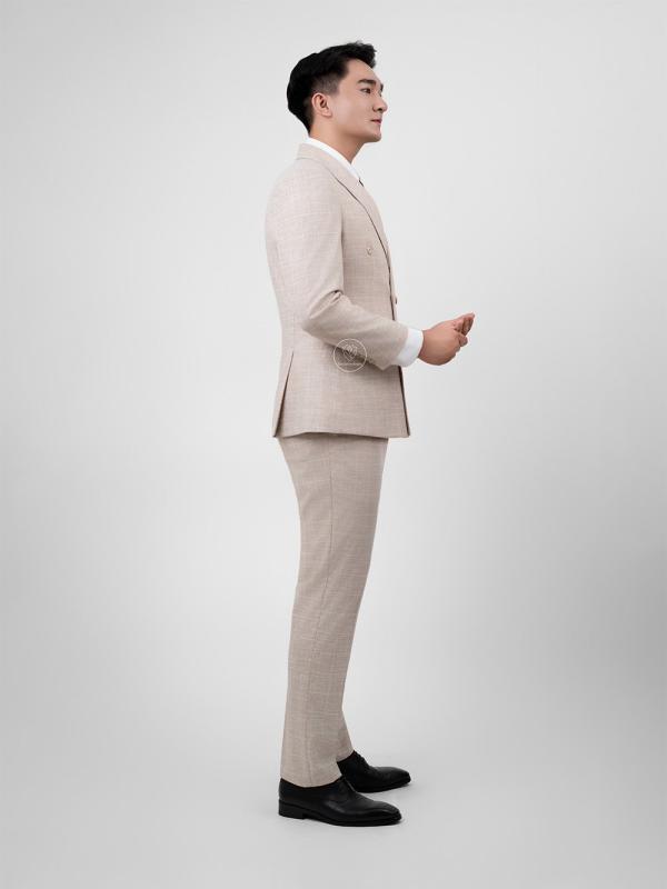Bộ Suit Beige Kẻ Caro Modern Fit TGS364 - hình 7