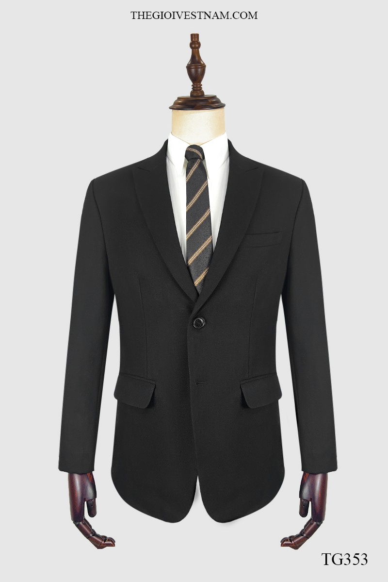 TG353 - Vest đen dày cao cấp 2 nút