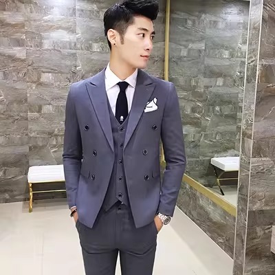 Vest nam Hàn Quốc 3 mảnh tone sáng dành cho tiệc cưới sang trọng