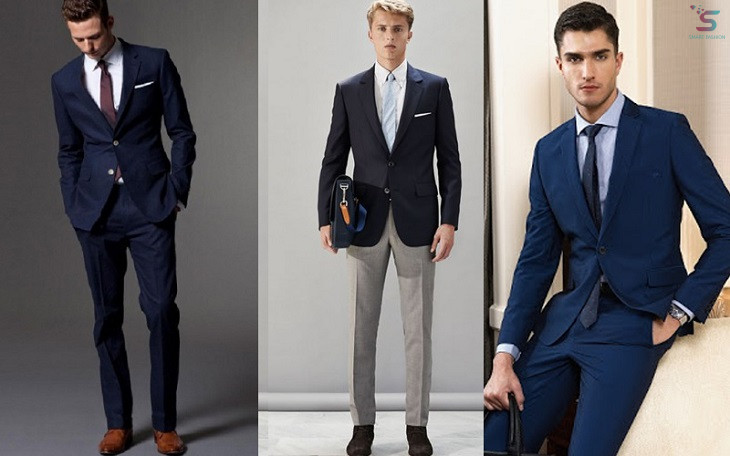 Ghi lê công sở nam phối cùng vest xanh navy