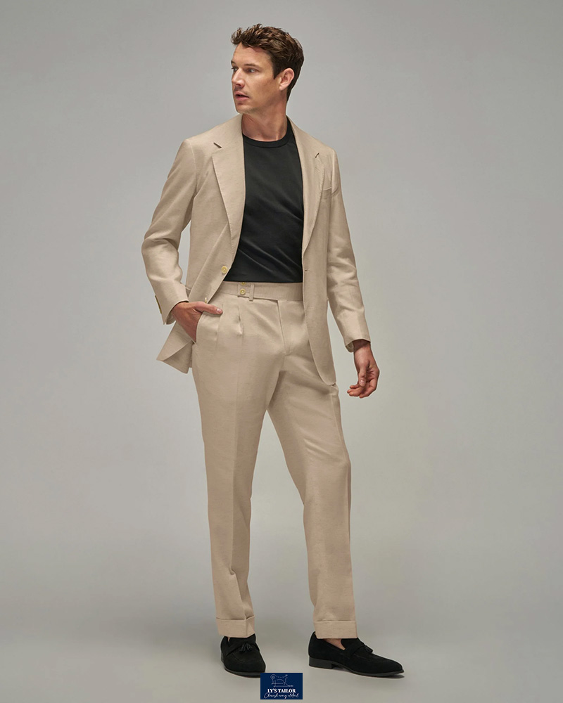 Áo vest nam trẻ trung màu be pastel phong cách công sở hiện đại