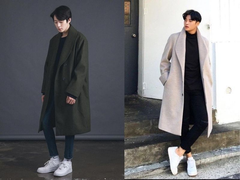 Mẫu áo dạ nam Hàn Quốc dáng dài phong cách Seoul street