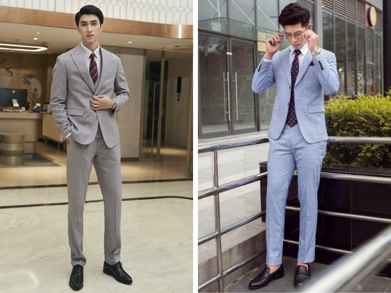 Vest nam 2 nút phối cùng cà vạt và giày Oxford thanh lịch