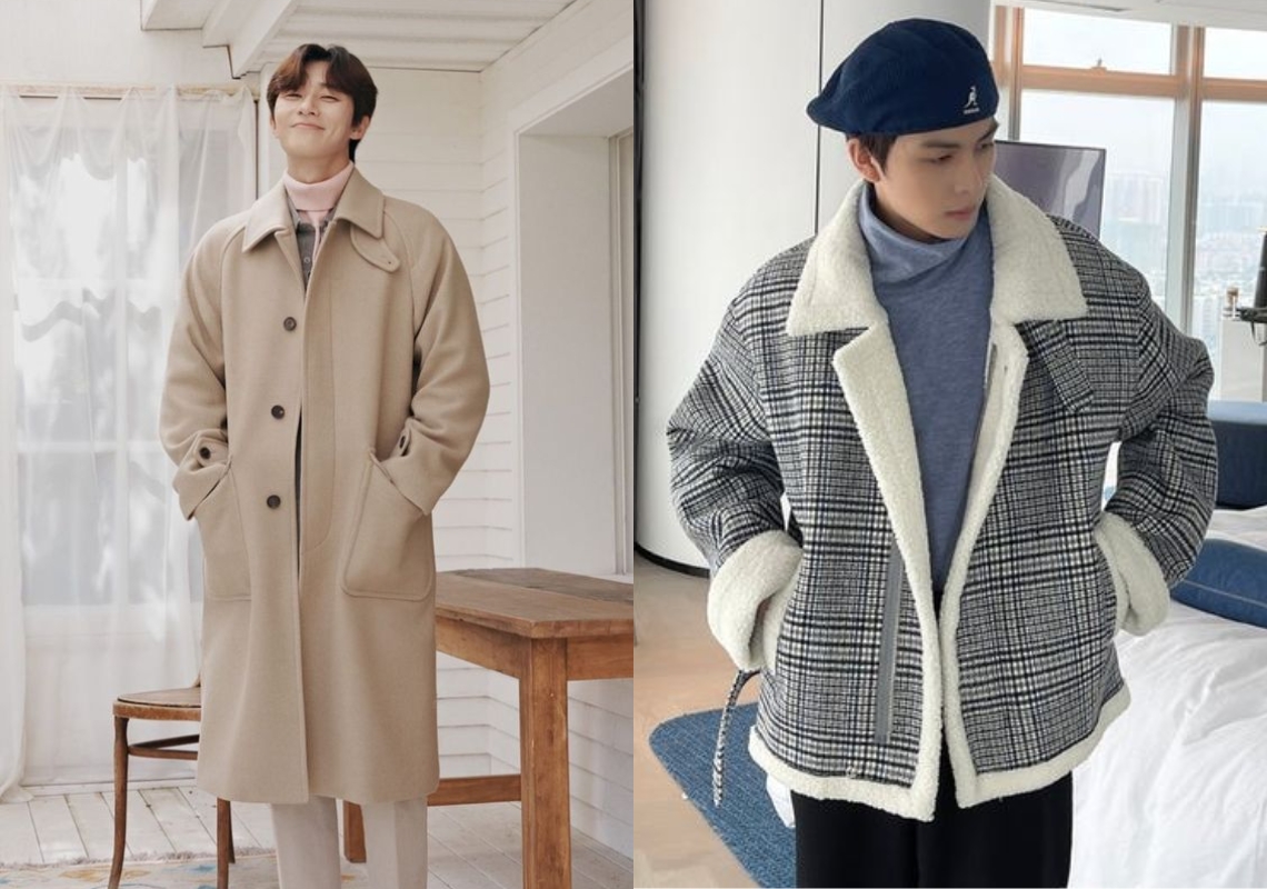 Cách phối áo dạ nam Hàn Quốc với áo len cổ lọ màu kem
