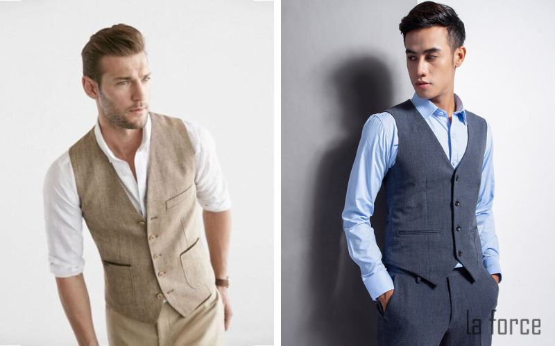 Gile công sở xám tro phối sơ mi trắng và cà vạt navy