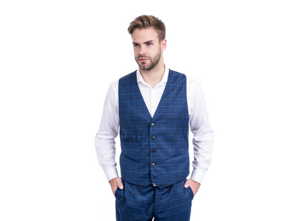 Vest caro xanh navy dành cho nam cao tạo cảm giác cân đối